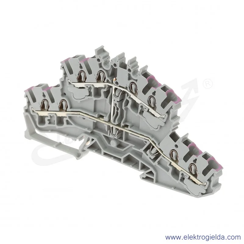 Złączka sprężynowa  2002-2408 2,5mm2 szara z fioletowym nadrukiem dwupiętrowa 8-przewodowa z mostkowaniem wewnętrznym, TopJob S Złączka sprężynowa  2002-2408 2,5mm2 szara z fioletowym nadrukiem dwupiętrowa 8-przewodowa z mostkowaniem wewnętrznym, TopJob S