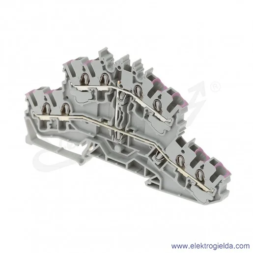 Złączka sprężynowa  2002-2408 2,5mm2 szara z fioletowym nadrukiem dwupiętrowa 8-przewodowa z mostkowaniem wewnętrznym, TopJob S Złączka sprężynowa  2002-2408 2,5mm2 szara z fioletowym nadrukiem dwupiętrowa 8-przewodowa z mostkowaniem wewnętrznym, TopJob S