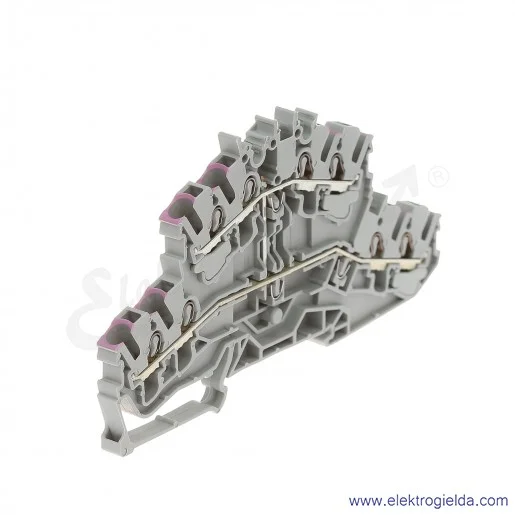 Złączka sprężynowa  2002-2408 2,5mm2 szara z fioletowym nadrukiem dwupiętrowa 8-przewodowa z mostkowaniem wewnętrznym, TopJob S Złączka sprężynowa  2002-2408 2,5mm2 szara z fioletowym nadrukiem dwupiętrowa 8-przewodowa z mostkowaniem wewnętrznym, TopJob S