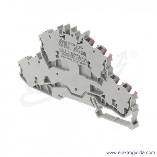 Złączka sprężynowa  2002-2408 2,5mm2 szara z fioletowym nadrukiem dwupiętrowa 8-przewodowa z mostkowaniem wewnętrznym, TopJob S Złączka sprężynowa  2002-2408 2,5mm2 szara z fioletowym nadrukiem dwupiętrowa 8-przewodowa z mostkowaniem wewnętrznym, TopJob S