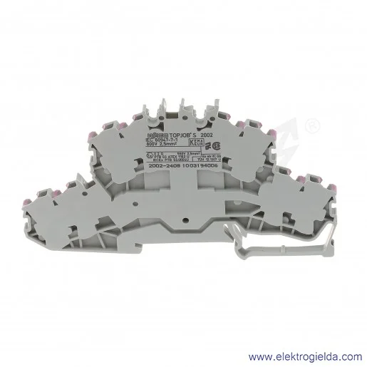 Złączka sprężynowa  2002-2408 2,5mm2 szara z fioletowym nadrukiem dwupiętrowa 8-przewodowa z mostkowaniem wewnętrznym, TopJob S Złączka sprężynowa  2002-2408 2,5mm2 szara z fioletowym nadrukiem dwupiętrowa 8-przewodowa z mostkowaniem wewnętrznym, TopJob S