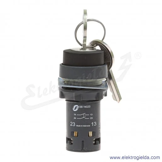 Łącznik pokrętny XB7NG33 1-0-2 CZARNY 2NO z kluczem, stacyjka Łącznik pokrętny XB7NG33 1-0-2 CZARNY 2NO z kluczem, stacyjka