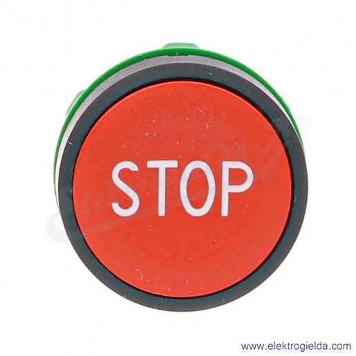 ZB5AA434 Napęd przycisku *STOP* biały napis na czerwonym tle płaski okrągły samoczynny powrót ZB5AA434 Napęd przycisku *STOP* biały napis na czerwonym tle płaski okrągły samoczynny powrót