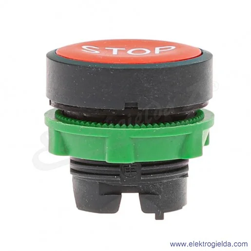 ZB5AA434 Napęd przycisku *STOP* biały napis na czerwonym tle płaski okrągły samoczynny powrót ZB5AA434 Napęd przycisku *STOP* biały napis na czerwonym tle płaski okrągły samoczynny powrót