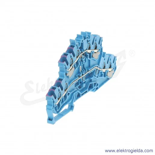 Złączka sprężynowa  2002-2409 2,5mm2 niebieska z fioletowym nadrukiem dwupiętrowa 8-przewodowa z mostkowaniem wewnętrznym, TopJo Złączka sprężynowa  2002-2409 2,5mm2 niebieska z fioletowym nadrukiem dwupiętrowa 8-przewodowa z mostkowaniem wewnętrznym, TopJo