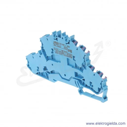 Złączka sprężynowa  2002-2409 2,5mm2 niebieska z fioletowym nadrukiem dwupiętrowa 8-przewodowa z mostkowaniem wewnętrznym, TopJo Złączka sprężynowa  2002-2409 2,5mm2 niebieska z fioletowym nadrukiem dwupiętrowa 8-przewodowa z mostkowaniem wewnętrznym, TopJo