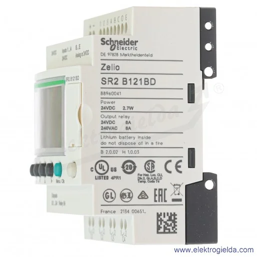 Przekaźnik programowalny SR2B121BD ZELIO LOGIC 8 wejść cyfrowych, 4 wyjścia przekaźnikowe 24VDC Przekaźnik programowalny SR2B121BD ZELIO LOGIC 8 wejść cyfrowych, 4 wyjścia przekaźnikowe 24VDC
