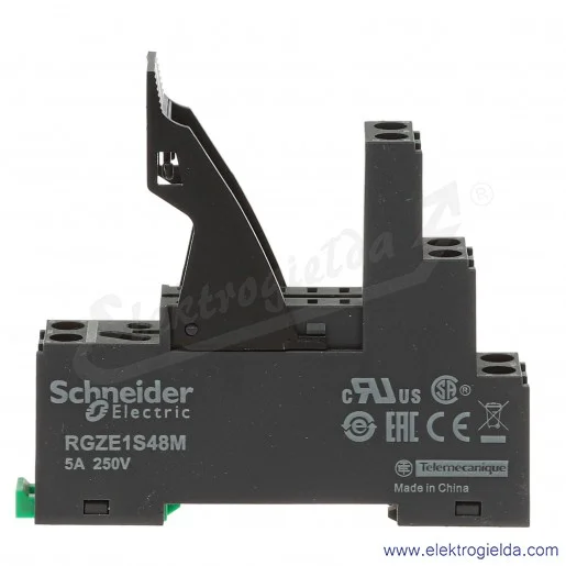 Gniazdo przekaźnika RGZE1S48M do RXG2, złącze śrubowe z oddzielnymi zaciskami i obejmą wyrzutnikową Gniazdo przekaźnika RGZE1S48M do RXG2, złącze śrubowe z oddzielnymi zaciskami i obejmą wyrzutnikową