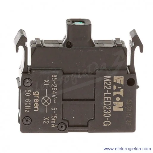 Moduł LED 216565, M22-LED230-G, zielony, 230VAC, montaż czołowy, zaciski śrubowe Moduł LED 216565, M22-LED230-G, zielony, 230VAC, montaż czołowy, zaciski śrubowe