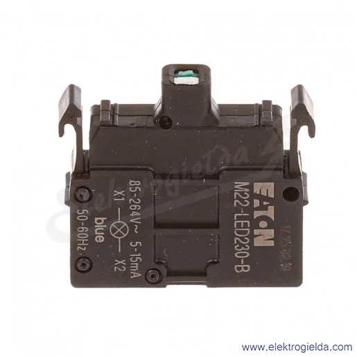 Moduł LED 218059, M22-LED230-B, niebieski, 230VAC, montaż czołowy, zaciski śrubowe Moduł LED 218059, M22-LED230-B, niebieski, 230VAC, montaż czołowy, zaciski śrubowe