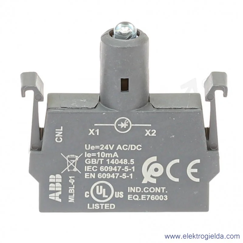 Blok oświetleniowy 1SFA611621R1014, MLBL-01L, 24VAC/DC, niebieski, czołowy Blok oświetleniowy 1SFA611621R1014, MLBL-01L, 24VAC/DC, niebieski, czołowy