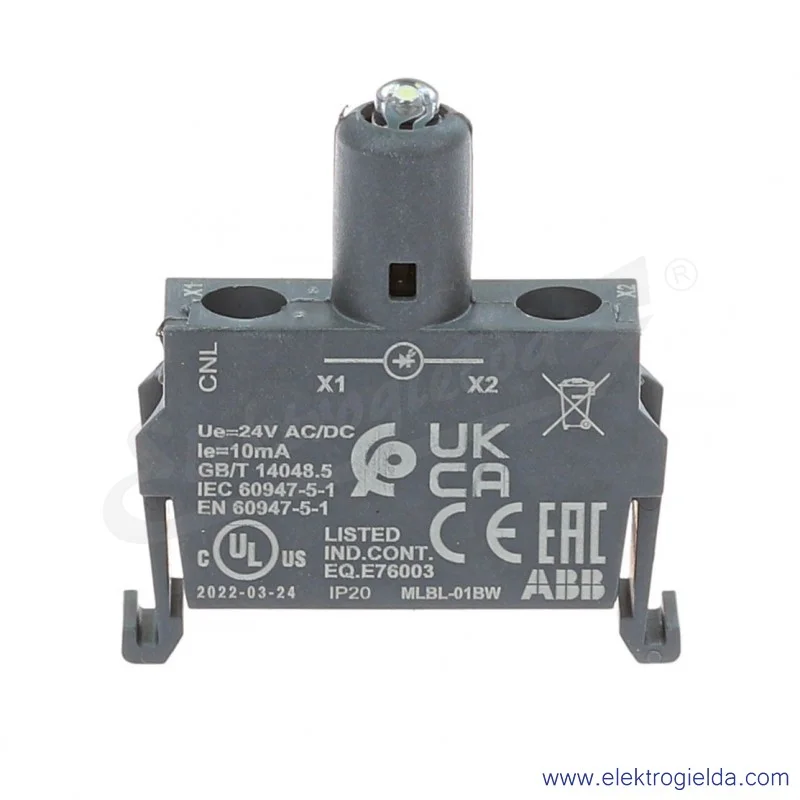 Blok oświetleniowy 1SFA611621R2015, MLBL-01BW, biały do kasety, 24VAC/DC Blok oświetleniowy 1SFA611621R2015, MLBL-01BW, biały do kasety, 24VAC/DC