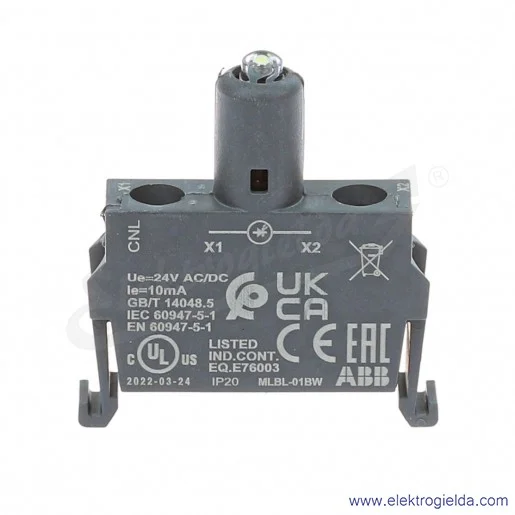 Blok oświetleniowy 1SFA611621R2015, MLBL-01BW, biały do kasety, 24VAC/DC Blok oświetleniowy 1SFA611621R2015, MLBL-01BW, biały do kasety, 24VAC/DC