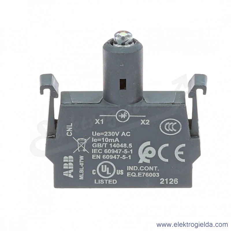 blok oświetleniowy 1SFA611621R1075, MLBL-07W, LED biały, 230V, 8...15mA blok oświetleniowy 1SFA611621R1075, MLBL-07W, LED biały, 230V, 8...15mA