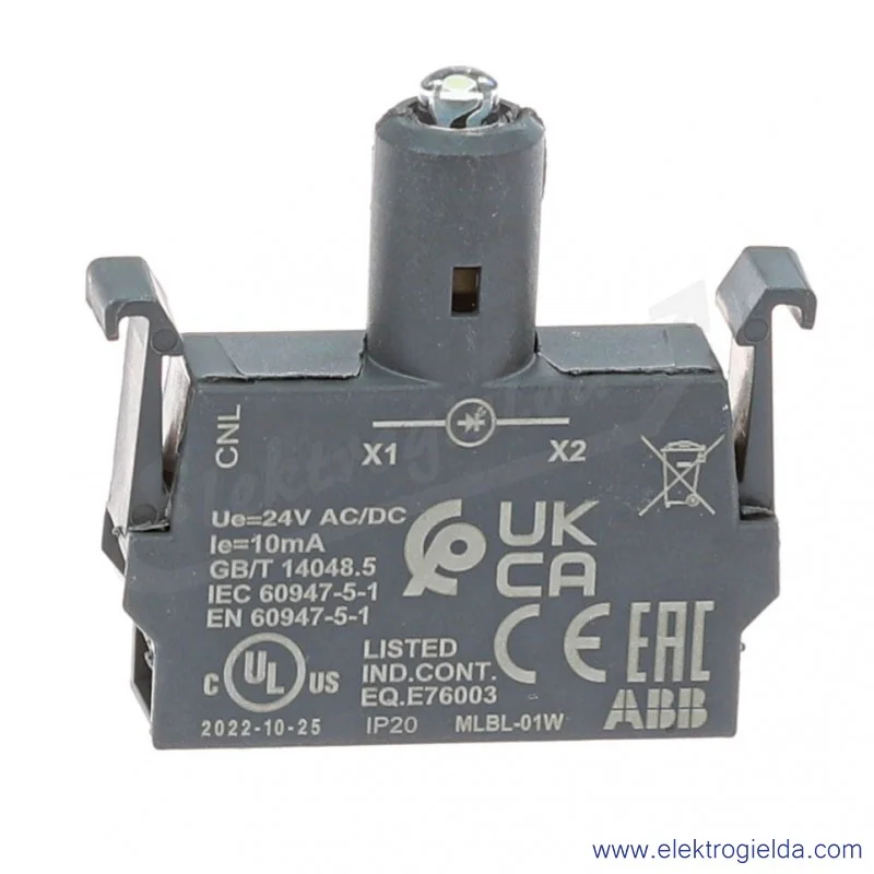 Blok oświetleniowy 1SFA611621R1015, MLBL-01W, biały, 24V, 8...15mA Blok oświetleniowy 1SFA611621R1015, MLBL-01W, biały, 24V, 8...15mA