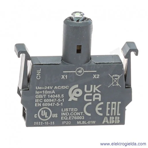 Blok oświetleniowy 1SFA611621R1015, MLBL-01W, biały, 24V, 8...15mA Blok oświetleniowy 1SFA611621R1015, MLBL-01W, biały, 24V, 8...15mA