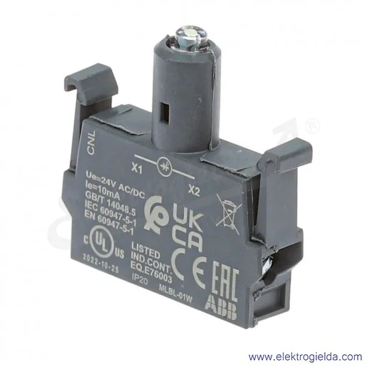 Blok oświetleniowy 1SFA611621R1015, MLBL-01W, biały, 24V, 8...15mA Blok oświetleniowy 1SFA611621R1015, MLBL-01W, biały, 24V, 8...15mA