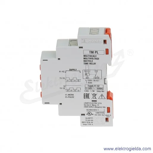 Przekaźnik czasowy TMPL 12-240VAC/DC, 0,1s...100dni, praca cykliczna z 2 niezależnymi czasami, 1 styk przełączny Przekaźnik czasowy TMPL 12-240VAC/DC, 0,1s...100dni, praca cykliczna z 2 niezależnymi czasami, 1 styk przełączny