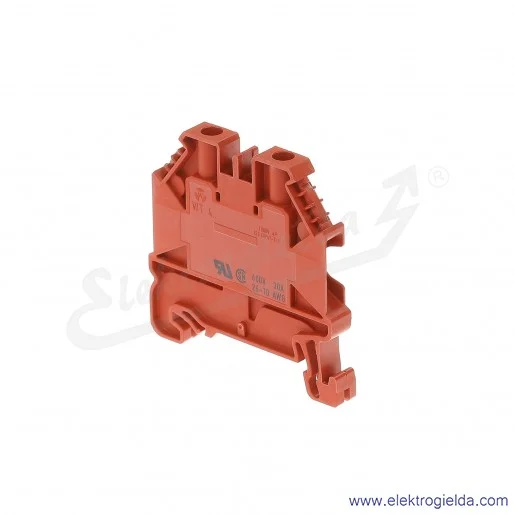 Złączka przelotowa 58.504.0055.5, WT 4, jednotorowa, czerwona, montaż TS-35 Złączka przelotowa 58.504.0055.5, WT 4, jednotorowa, czerwona, montaż TS-35