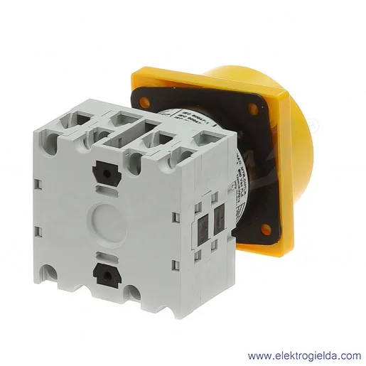 Łącznik krzywkowy GX1610U25 0-1, 3 tory 16A, AC3/400V 4,5KW, pokrętło żółto-czerwone z możliwością blokady, bez obudowy Łącznik krzywkowy GX1610U25 0-1, 3 tory 16A, AC3/400V 4,5KW, pokrętło żółto-czerwone z możliwością blokady, bez obudowy