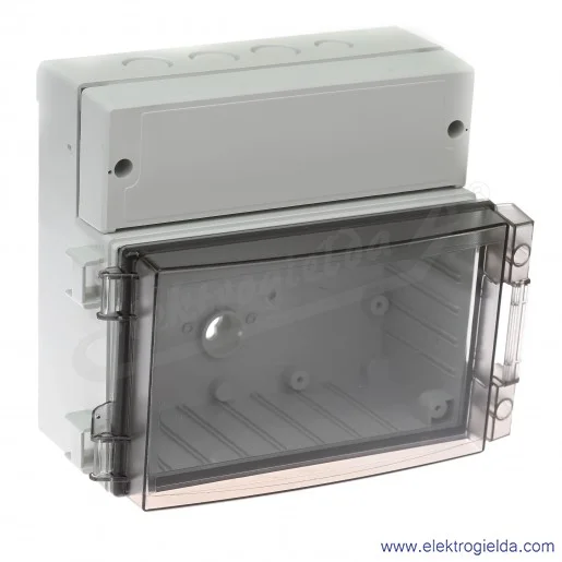 Obudowa ABS 17/16-L3 z przezroczystą przyciemnianą pokrywą, niska podstawa Obudowa ABS 17/16-L3 z przezroczystą przyciemnianą pokrywą, niska podstawa