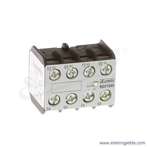 11BGX1040 Styki pomocnicze 4NO do styczników BG, montaż czołowy, zaciski śrubowe, Ith 10A, napięcie izolacji Ui 690V
11BGX1040 Styki pomocnicze 4NO do styczników BG, montaż czołowy, zaciski śrubowe, Ith 10A, napięcie izolacji Ui 690V