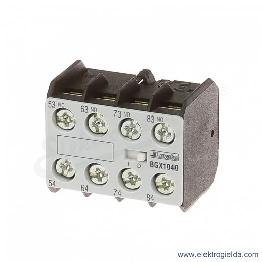 11BGX1040 Styki pomocnicze 4NO do styczników BG, montaż czołowy, zaciski śrubowe, Ith 10A, napięcie izolacji Ui 690V
11BGX1040 Styki pomocnicze 4NO do styczników BG, montaż czołowy, zaciski śrubowe, Ith 10A, napięcie izolacji Ui 690V