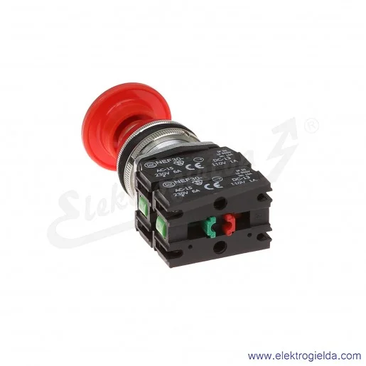 Przycisk awaryjny NEF30 DRc2X2Y czerwony dłoniowy ryglowany wyciągany 30mm 2NO+2NC Przycisk awaryjny NEF30 DRc2X2Y czerwony dłoniowy ryglowany wyciągany 30mm 2NO+2NC