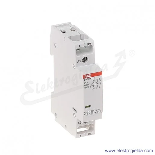 Stycznik modułowy ESB20-11N-01 20A 1NO+1NC 24V AC/DC Stycznik modułowy ESB20-11N-01 20A 1NO+1NC 24V AC/DC