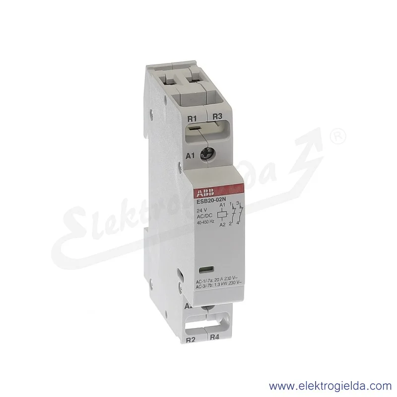 Stycznik modułowy ESB20-02N-01 20A 2NC 24V AC/DC Stycznik modułowy ESB20-02N-01 20A 2NC 24V AC/DC