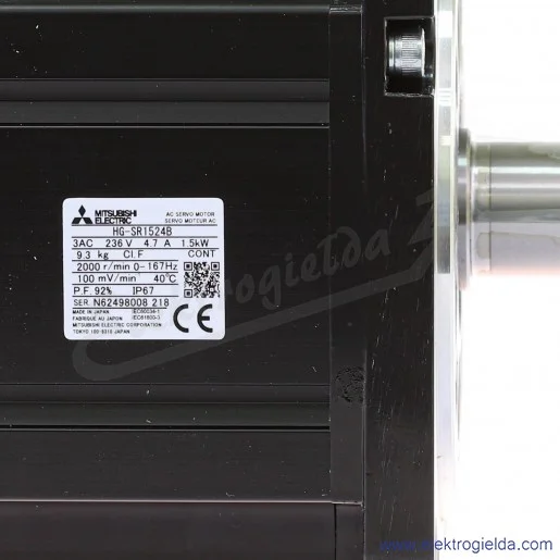 Serwosilnik 261440 HG-SR1524B 1.5kW z luzownikiem, moment znam. 7.2 Nm, Max. 21.5Nm, 400VAC, max 3000obr/min Serwosilnik 261440 HG-SR1524B 1.5kW z luzownikiem, moment znam. 7.2 Nm, Max. 21.5Nm, 400VAC, max 3000obr/min