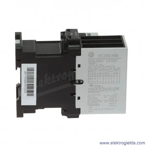 Stycznik EC25D311B024W 24V DC, 1NO+1NC, 11KW/400V AC-3, 45A AC-1, 3-polowy Stycznik EC25D311B024W 24V DC, 1NO+1NC, 11KW/400V AC-3, 45A AC-1, 3-polowy