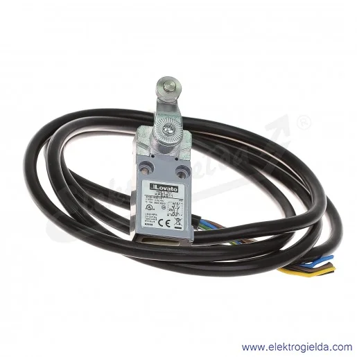 Wyłącznik krańcowy KPE2S11 dźwignia uchylna z rolką metalową 19mm, styki 1NO+1NC, obudowa metalowa z przewodem IP67 Wyłącznik krańcowy KPE2S11 dźwignia uchylna z rolką metalową 19mm, styki 1NO+1NC, obudowa metalowa z przewodem IP67