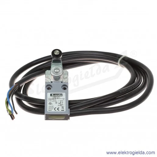 Wyłącznik krańcowy KPE1S11 dźwignia uchylna z rolką plastikową 19mm, styki 1NO+1NC, obudowa metalowa z przewodem IP67 Wyłącznik krańcowy KPE1S11 dźwignia uchylna z rolką plastikową 19mm, styki 1NO+1NC, obudowa metalowa z przewodem IP67