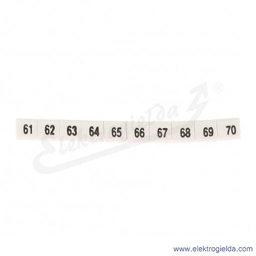Oznacznik opisowy R34RR-02050404200, EZ-5B *61-70*, biały, 100szt
Oznacznik opisowy R34RR-02050404200, EZ-5B *61-70*, biały, 100szt