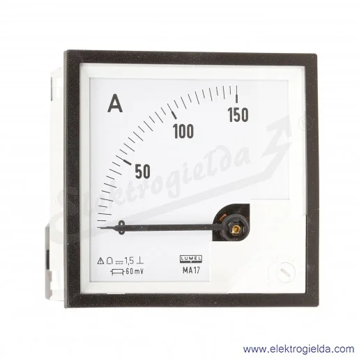 Amperomierz miernik magnetoelektryczny MA17 150A/60mV do bocznika B2, wymiar zewnętrzny 72x72mm Amperomierz miernik magnetoelektryczny MA17 150A/60mV do bocznika B2, wymiar zewnętrzny 72x72mm