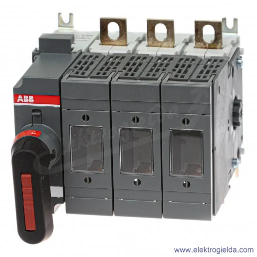 Rozłącznik bezpiecznikowy 1SCA116742R1001, OS160GD03K, 160A, 3P, z napędem bezpośrednim, do NH000 i NH00 Rozłącznik bezpiecznikowy 1SCA116742R1001, OS160GD03K, 160A, 3P, z napędem bezpośrednim, do NH000 i NH00