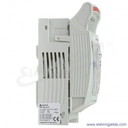 Rozłącznik izolacyjny bezpiecznikowy, RBK, 000-PRO-E, montaż TS35, 160A, zaciski mostkowe (S) 1,5-35 mm2 Rozłącznik izolacyjny bezpiecznikowy, RBK, 000-PRO-E, montaż TS35, 160A, zaciski mostkowe (S) 1,5-35 mm2