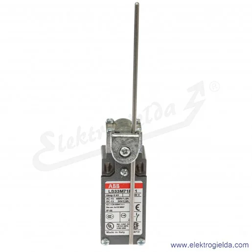 Wyłącznik krańcowy 1SBV013871R1211, LS33M71B11, 1NO1NC, 10A, pręt regulowany, metalowy Wyłącznik krańcowy 1SBV013871R1211, LS33M71B11, 1NO1NC, 10A, pręt regulowany, metalowy