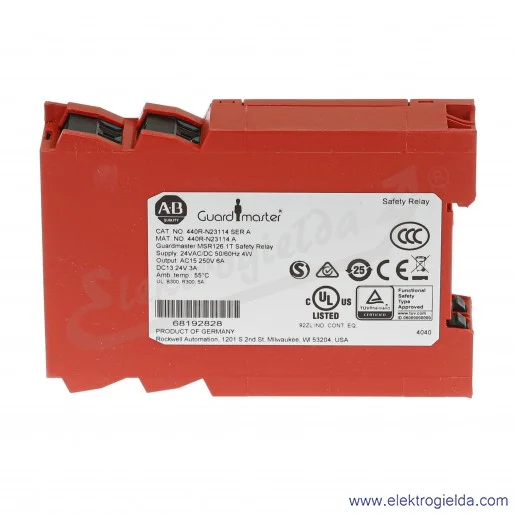 Przekaźnik bezpieczeństwa MSR126.1T, 24VAC/DC, 440R-N23114 Przekaźnik bezpieczeństwa MSR126.1T, 24VAC/DC, 440R-N23114