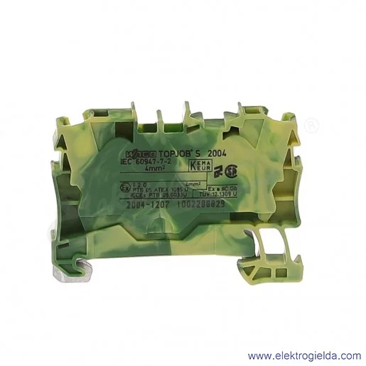 Złączka sprężynowa 2004-1207 4mm2 2-przewodowa, ochronna żółto-zielona PE TopJob S Złączka sprężynowa 2004-1207 4mm2 2-przewodowa, ochronna żółto-zielona PE TopJob S