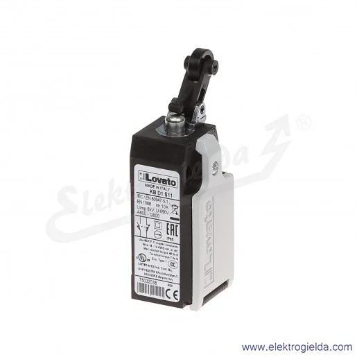 wyłącznik krańcowy KBD1S11 dźwignia z rolką plastikową wciskaną bocznie, styki 1NO+1NC, obudowa plastikowa IP65 wyłącznik krańcowy KBD1S11 dźwignia z rolką plastikową wciskaną bocznie, styki 1NO+1NC, obudowa plastikowa IP65