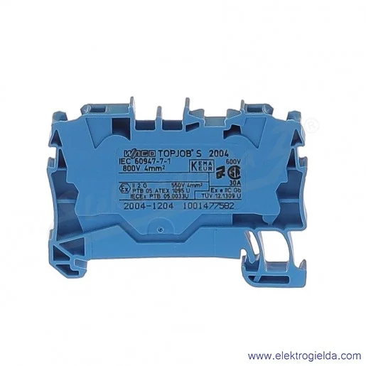 Złączka sprężynowa 2004-1204 4mm2 2-przewodowa, niebieski TopJob S Złączka sprężynowa 2004-1204 4mm2 2-przewodowa, niebieski TopJob S