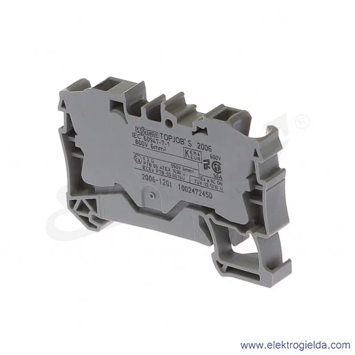 Złączka sprężynowa 2006-1201 6mm2 2-przewodowa, szara TopJob S Złączka sprężynowa 2006-1201 6mm2 2-przewodowa, szara TopJob S