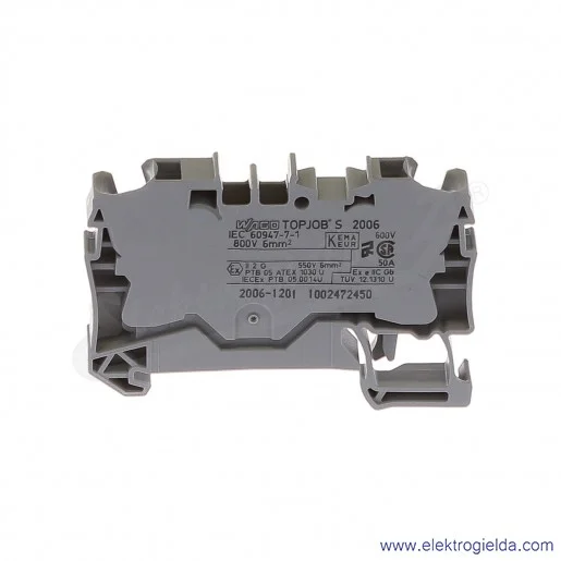 Złączka sprężynowa 2006-1201 6mm2 2-przewodowa, szara TopJob S Złączka sprężynowa 2006-1201 6mm2 2-przewodowa, szara TopJob S