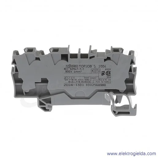 Złączka sprężynowa 2004-1301 4mm2 3-przewodowa, szara TopJob S Złączka sprężynowa 2004-1301 4mm2 3-przewodowa, szara TopJob S