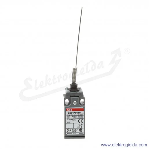 Wyłącznik krańcowy 1SBV010191R1211, LS31P91B11, 1NO1NC, 10A, pręt sprężysty 135mm Wyłącznik krańcowy 1SBV010191R1211, LS31P91B11, 1NO1NC, 10A, pręt sprężysty 135mm