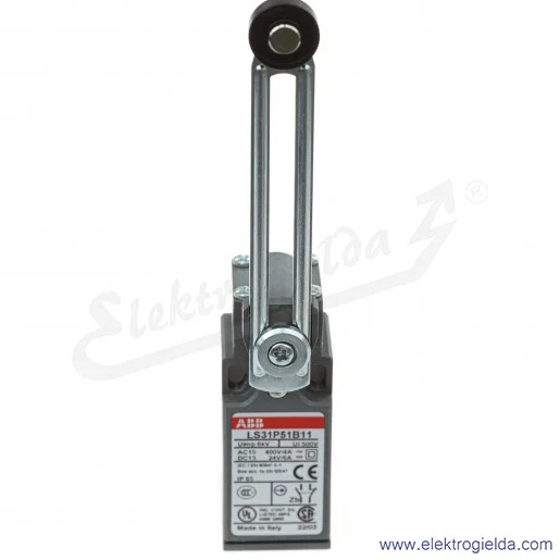 Wyłącznik krańcowy 1SBV010151R1211, LS31P51B11, 1NO1NC, 10A, regulowana dźwignia z rolką fi 18mm, z tworzywa Wyłącznik krańcowy 1SBV010151R1211, LS31P51B11, 1NO1NC, 10A, regulowana dźwignia z rolką fi 18mm, z tworzywa