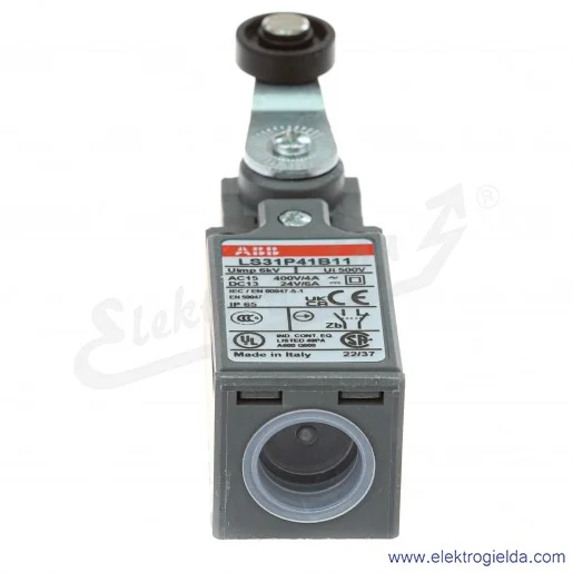 Wyłącznik krańcowy 1SBV010141R1211, LS31P41B11, 1NO1NC, 10A, dźwignia z rolką fi 18mm, z tworzywa Wyłącznik krańcowy 1SBV010141R1211, LS31P41B11, 1NO1NC, 10A, dźwignia z rolką fi 18mm, z tworzywa