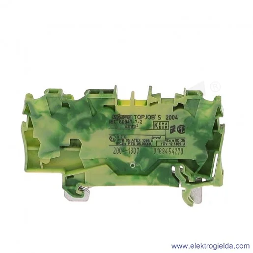 Złączka sprężynowa 2004-1307 4mm2 3-przewodowa, ochronna żółto-zielona PE TopJob S Złączka sprężynowa 2004-1307 4mm2 3-przewodowa, ochronna żółto-zielona PE TopJob S